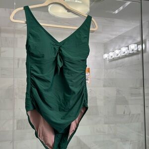 NWT Kona Sol Green full coverage one piece bathing suit